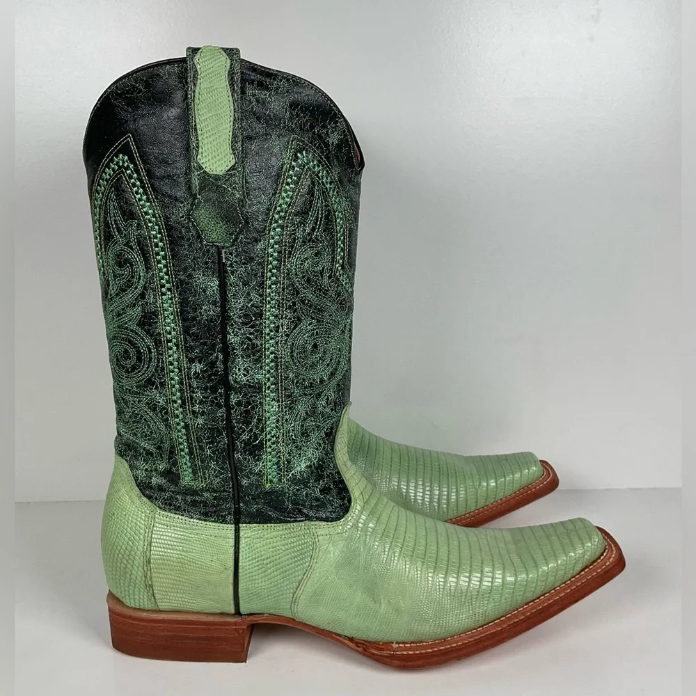 Los Altos Teju Lizard Cowboy Boots | Lime Green | Men’s 10.5 EE - Picture 15 of 16